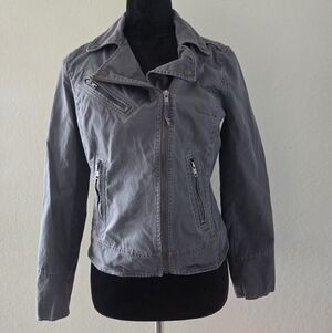 Boden Wren Moto Biker Style Asymmetrical Zip Gray Jacket Sz 4
